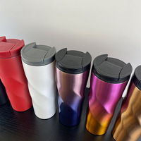 Gobelet de voyage en acier inoxydable torsadé de 500 ml, logo personnalisé, tasse à café isotherme sous vide, anti-fuite pour une utilisation quotidienne en voiture