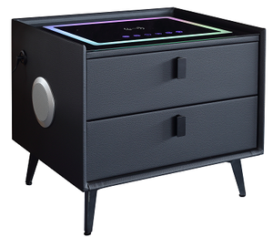 โต๊ะข้างเตียงอัจฉริยะทำจากหนังหรูหราแบบสองปั๊มที่ล็อคด้วยลายนิ้วมือแบบไม้ห้องนอนขนาดเล็กเรียบง่ายทันสมัย - Product Image 2