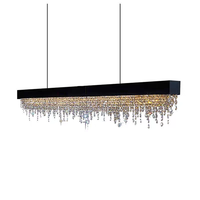 Lustre moderne de luxe rectangulaire long en cristal, lampe suspendue LED pour salle à manger, salon, villa, hôtel