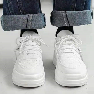 Baskets décontractées vertes minimalistes tendance, chaussures blanches à plateforme fluorescente pour hommes, baskets polyvalentes style skate - Product Image 6