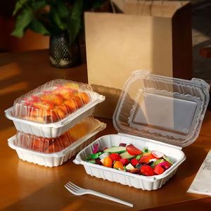 Boîte alimentaire en plastique Mfpp noire à 2 compartiments 9x9 pour préparation de repas, compatible micro-ondes, type clamshell, pour plats à emporter - Product Image 1