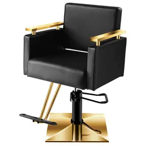 Vintage gold barber chair for beauty salon Hairdressing styling chair with stainless steel armrest Popular styling chair