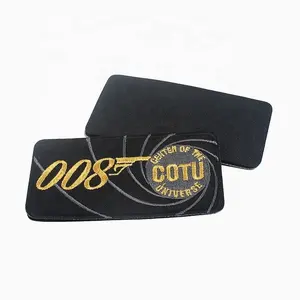 Custom Gold Metallic Embroidered Logo Embroidery Patches with Hook and Loop