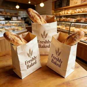 Emballage alimentaire en papier kraft recyclé écologique avec logo personnalisé, sacs pour pain grillé, biscuits, croissants pour restaurants - Product Image 1