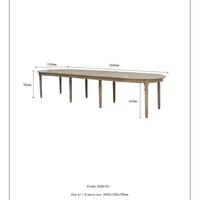 D1646-350 Hoolnn Französischer Vintage Klassischer Massivholz Ausziehbarer Esstisch mit Erweiterungen Esszimmermöbel