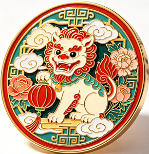 Pièce commémorative en fer plaqué style chinois, jeton souvenir rond en métal, animal porte-bonheur, objet de collection pour décoration intérieure ou cadeau - Product Image 2