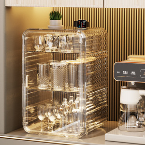 Clear Acrylic <b>Cup</b> Storage Organizer With Lid For Kitchen Desk <b>Tea</b> Coffee Mug Glass Holder Rectangular Standing Type - Product Image 3