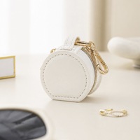 Boîte à bijoux portable mini en PU avec fermeture éclair, personnalisable avec logo, étui de rangement durable pour accessoires, présentoir pour bagues et boucles d'oreilles