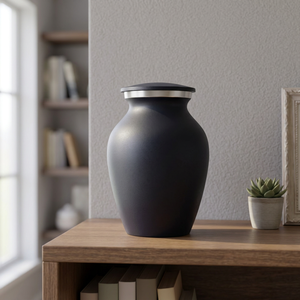 Urne funéraire noire de style européen pour cendres de crémation, vase commémoratif pour cimetière et enterrement - Artisanat indien - Product Image 3