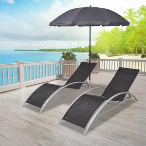 <span class=keywords><strong>Silla</strong></span> Reclinable Plegable Moderna de Aluminio Negro <span class=keywords><strong>con</strong></span> <span class=keywords><strong>Respaldo</strong></span> Ajustable y Cojín de Teslin para Playa, Jardín y Césped - Product Image 6
