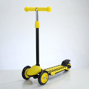 Three Wheeler Kids Scooter With <b>Lights</b> Height Adjustable For 12 Months Plus <b>Push</b> Operated Yellow And Black Design - Product Image 1