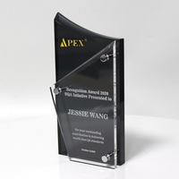 Plaque de récompense personnalisée en acrylique transparent noir avec impression UV pour trophée de reconnaissance d'entreprise