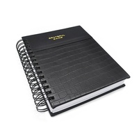 Agenda Profesional de Fábrica con Páginas Punteadas, Encuadernación en Espiral con Alambre, Diario, Cuaderno de Cuero PU con Banda Elástica