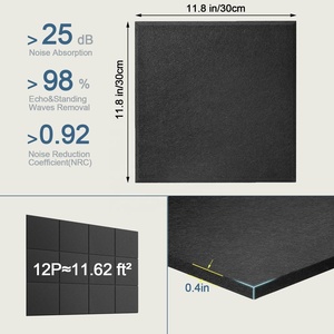 Panneaux Acoustiques Auto-Adhésifs, Panneau Absorbant Sonore Haute Densité, Panneaux Amortisseurs de Bruit pour Murs, Portes, Plafonds, <span class=keywords><strong>Mousse</strong></span> Insonorisante - Product Image 3