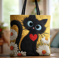 Sac fourre-tout matelassé en toile à imprimé numérique 3D, motif animaux de la ferme et plantes, en polyester, toutes saisons, en stock, pour la vente en gros et les cadeaux