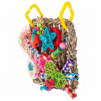 Tapis de Forrage Naturel Non Toxique 18CM, Filet d'Escalade Suspendu pour Oiseaux avec Déchets de Papier Loofah pour Cage à Oiseaux, Jouet à Mâcher pour Perroquet