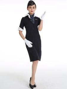 帽子スカーフジャケットドレススーツセクシーなロシア航空の客室乗務員ユニフォーム明るい赤オレンジ色女性のための長い刺繍 - Product Image 5