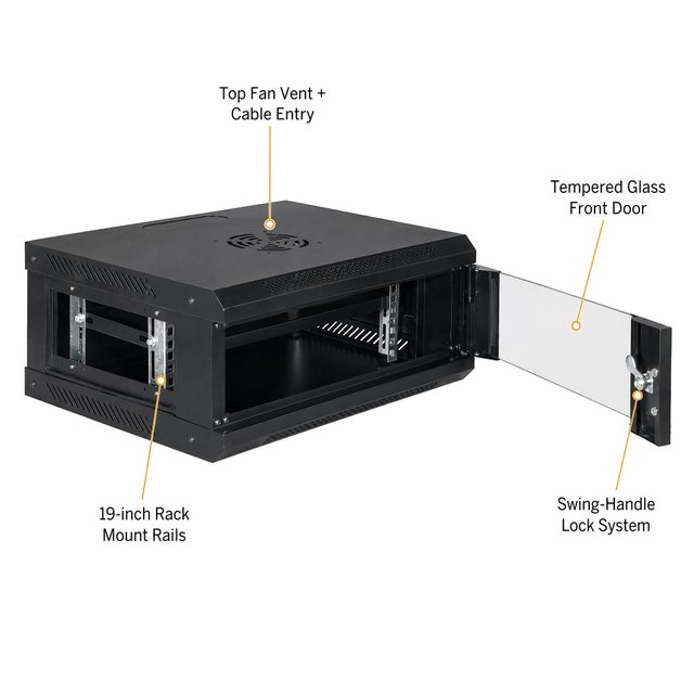 19 Inch 4u Wall Mounted Server Rack Cold Rolled Steel Network Cabinet Enclosure Sheet Metal Factory Custom