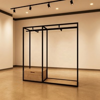 Porte-vêtements certifié CE, en fer noir mat, avec cadre en acier inoxydable, sur pied, avec étagère de rangement