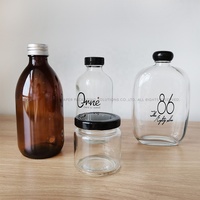 Bouteille en verre ronde de 500ml avec bouchon en métal | Bouteille de boisson avec logo personnalisé pour thé au lait, limonade et café glacé