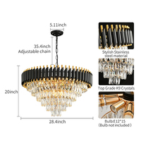 Haute qualité appartement restaurant lustre villa table à manger grand cristal rond led suspensions