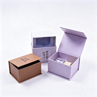 Boîte rigide personnalisée à faible MOQ, portable, écologique, en matériaux recyclés, rose, imprimée en couleur, avec fermeture magnétique, pour parfum et cosmétiques