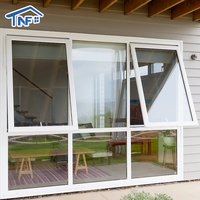 Fenêtre à auvent moderne en alliage d'aluminium avec design à persiennes en verre trempé, style ouverture battante pour cuisine extérieure