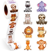 Étiquettes en rouleau de papier animaux astronautes au design personnalisé Autocollant de récompense pour enseignants Autocollants planètes rondes