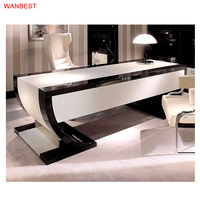 Table de bureau ronde, blanc et noir, meuble d'écriture, de luxe, Design européen