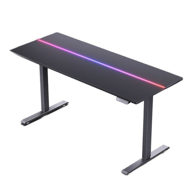 RGB Lighting Electric Height Adjustable Multi-Function Wooden E-Sports Gaming Desk with Marquee Design Foldable Design