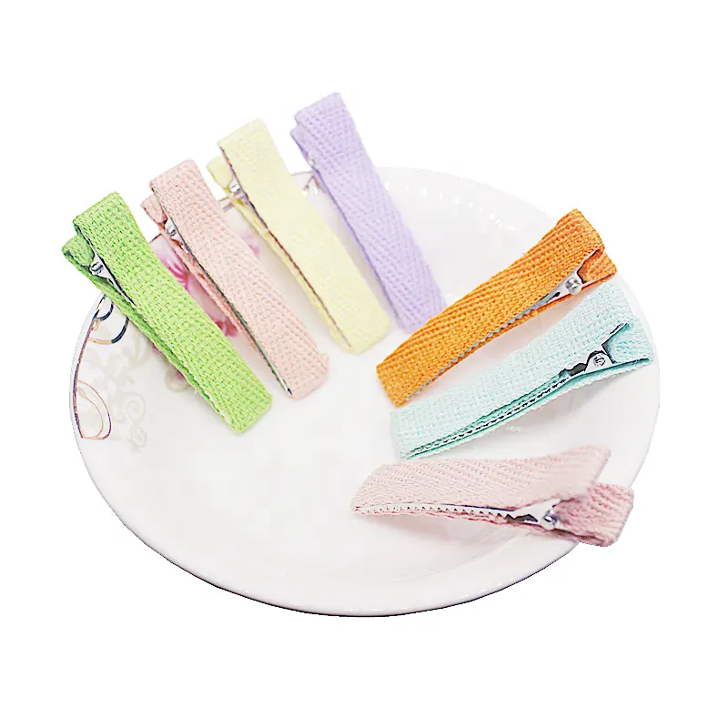 4.8cm Double-fork Cloth Patch Colorful Hair Accessory Clips Multi Color Fabric Covered Hair Clip