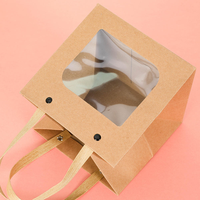 Sac cadeau miniature en papier kraft personnalisé de luxe avec logo imprimé à la machine, blanc, brun, rose, sac de shopping en papier artisanal avec accessoires en ruban