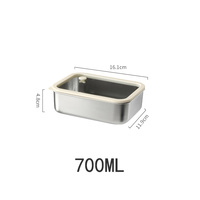 TIANXING Boîte de stockage alimentaire hermétique en acier inoxydable de 0.7 à 1,9 L pour la préparation des repas avec couvercle en silicone