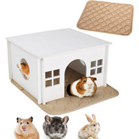 Villa en bois massif écologique pour petits animaux, cage pour hamster et maison pour hérisson, ventilée, intérieur/extérieur