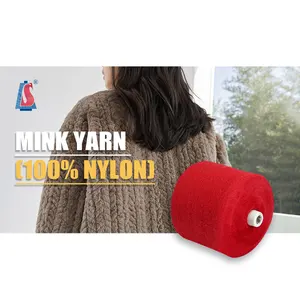 SALUD 1.3cm Dyed 100% Nylon Mink Yarn Curly Weaving Hair Feather Spun Yarn for Flat Knitting Machine Imitation Mink Yarn