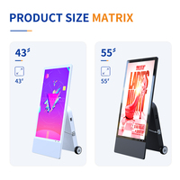 Layar LCD/LED Portabel 32/43 Inci dengan Baterai, Cocok untuk Luar Ruangan, Sorotan Digital Signage Bergerak untuk Periklanan dan Pemasaran
