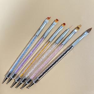 Lot de 6 stylos de peinture pour nail art à double tête en acrylique, pinceau plat pour lignes et outil de photothérapie - Product Image 4