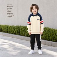 Ensemble de survêtement pour garçons, sweat-shirt à capuche à rayures colorées et pantalon de jogging à rayures latérales, 2 pièces