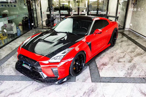 Kit carrosserie pour Nissan GTR, pare-chocs de style V amélioré, jupes latérales, extensions d'ailes, capot, spoiler en fibre de carbone - Product Image 4