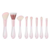 Nouveau BUEART – Lot de 8 pinceaux de maquillage doux roses avec manche en bois et tube en aluminium, pinceau correcteur en éventail pour outils de beauté féminins