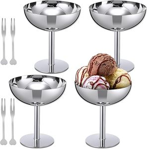 Professionelle Maßgefertigte Umweltfreundliche 4-teilige Edelstahl Eisbecher mit Fuß Salatschüsseln 150ml Dessert-Servierschalen für Partys - Product Image 1