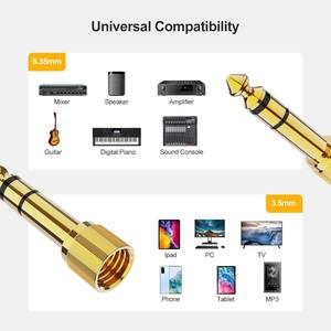 Adaptateur audio à verrouillage par vis sécurisé |   <span class=keywords><strong>Convertisseur</strong></span> mâle 1/4 pouce vers femelle 3,5 mm |   Plaqué or pour équipement <span class=keywords><strong>de</strong></span> studio et <span class=keywords><strong>de</strong></span> sonorisation <span class=keywords><strong>en</strong></span> direct - Product Image 2