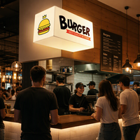 Boîte à lumière LED lumineuse personnalisée pour extérieur, signalétique commerciale pour les services de restauration