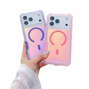 Ins风格2合1防震激光变色后盖，适用于iPhone 17 Pro Max 15 16 13 14强磁手机外壳 - Product Image 1