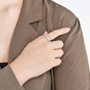 Fashionable Full <b>Circle</b> Diamond <b>Ring</b> Rose Gold Plated Titanium Steel Wedding Jewelry Women's - Product Image 3