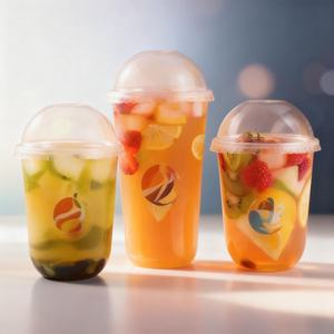 Vaso de Plástico Transparente Desechable con Forma de U para Té de Burbujas, con Impresión de Logotipo Personalizado, 12Oz 16Oz 22Oz, Vaso de PET para Té, Café, Jugo con Tapas - Product Image 3