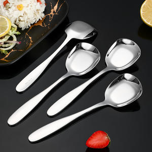 Cuchara plana cuadrada de acero inoxidable 304 de alta calidad, cuchara para servir de arroz coreano negro - Product Image 4