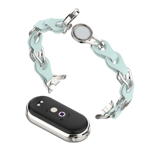 BEEFLYPOWER Nouveau <span class=keywords><strong>Bracelet</strong></span> Officiel Design Tendance en Cuir avec Chaîne Métallique Creuse et Boucle Magnétique pour Xiaomi Mi Band <span class=keywords><strong>8</strong></span> 8NFC - Product Image 3