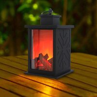 Lanterne de cheminée sans flamme Lanterne de cheminée à piles avec fausse flamme LED Lampe de cheminée intérieure extérieure