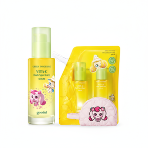 Teenieping Edition for <b>Goodal</b> Green Tangerine <b>Vita</b>-<b>C</b> 50ml Dark Spot Care <b>Serum</b> Quality Skin Care Refill Set with Pouch - Product Image 2
